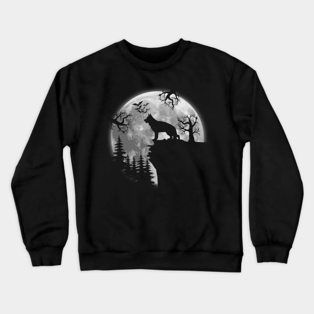 Beagle And Halloween Moon Crewneck Sweatshirt by celestewilliey